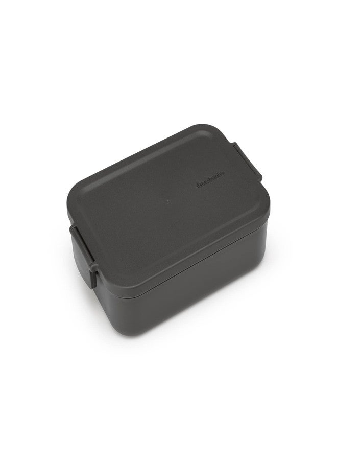 Brabantia Make & Take Lunch Box 1.1L - Medium Volume, BPA-Free Dark Grey Food Container with Leak‑Proof Clip Lid - Microwave & Freezer Safe Bento Box for Office & Kids - Image 1